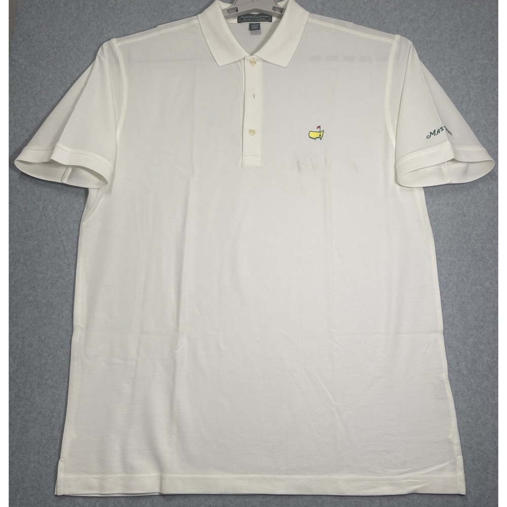 MASTERS COLLECTION Men's 60s Two-Ply Mercerized GOLF SHIRT-Size Large White Polo